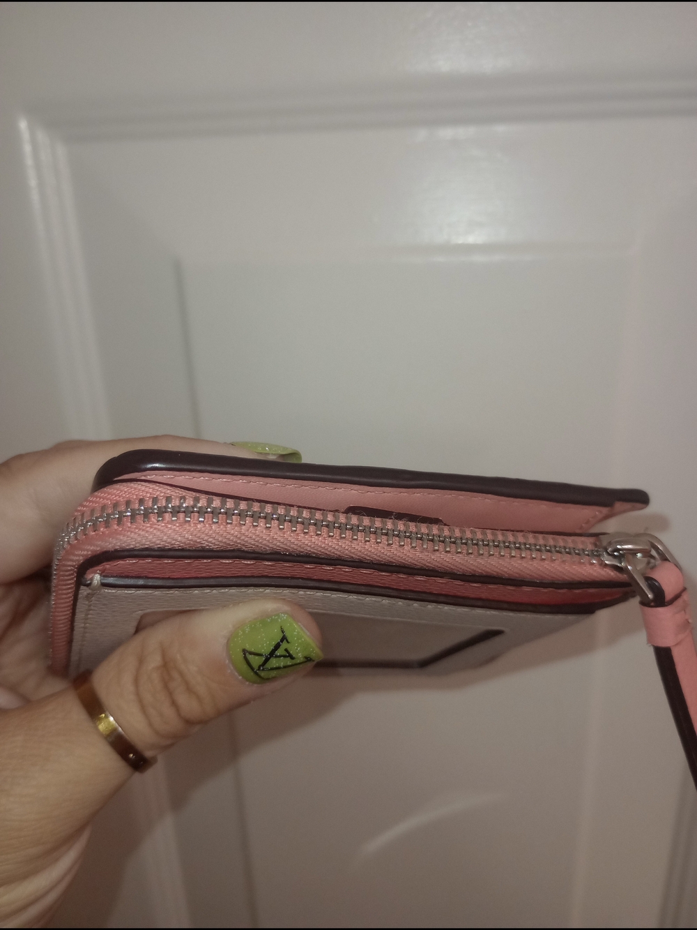 kate spade Pink, Cream & Brown Trim Small Zip Tri-fold Wallet - Picture 5 of 5